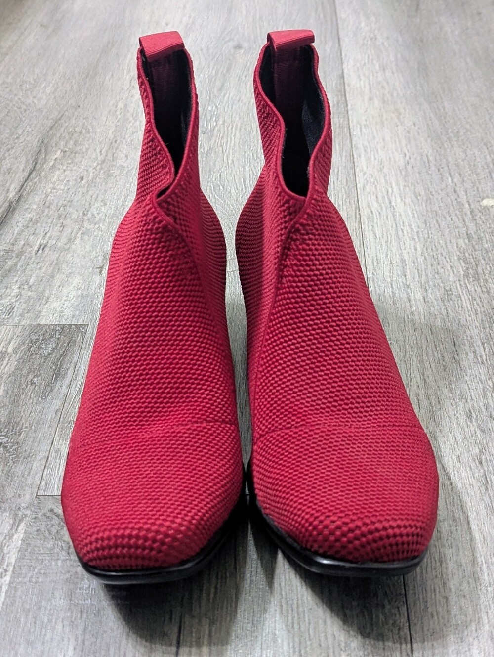 Charleston Shoe Co Red Knit Ankle Boots NWOT - Picture 5 of 7
